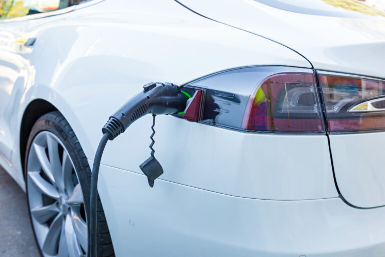 Electricity charging of electric vehicle. Electric charging station for cars with EV car